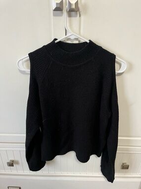 Black Women's Cold Shoulder Sweater